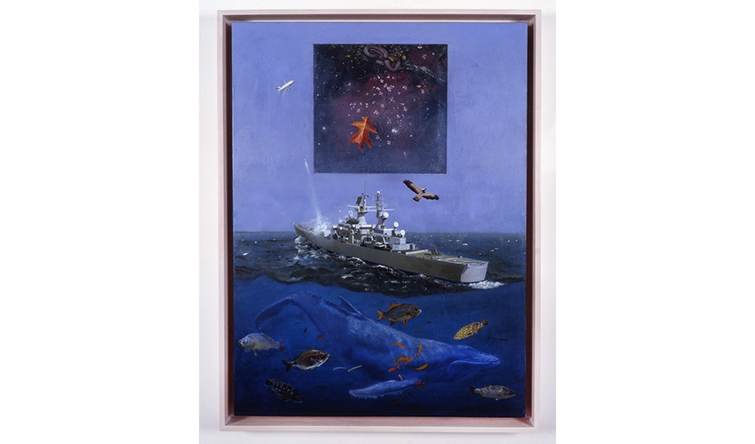 A surreal painting of the ocean by Tom Wudl